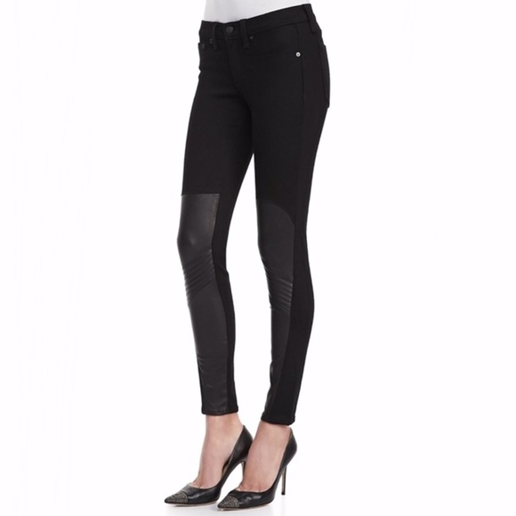 NWT RAG & BONE Samurai Leather-Patch Leggings - Picture 1 of 11